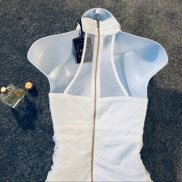 Red RoseHalter Ruched Mesh Dress - Picture 5 of 6